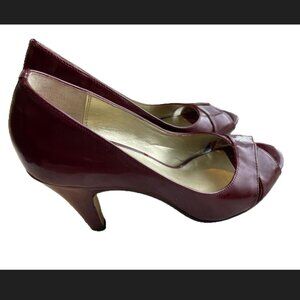 Anne Klein Patent Red Wine Heels – Size 8